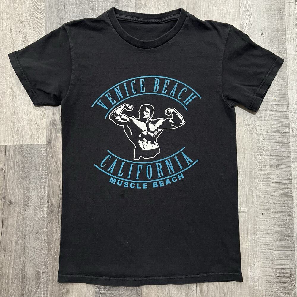 Venice Beach California Black Y2K Muscle Beach Work Out Fitness Bodybuilder S